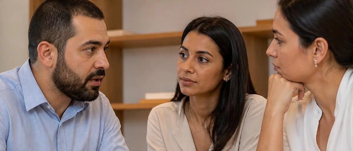 Mesa vista de cima, com o esquema de um raciocínio rabiscado à mão numa folha solta